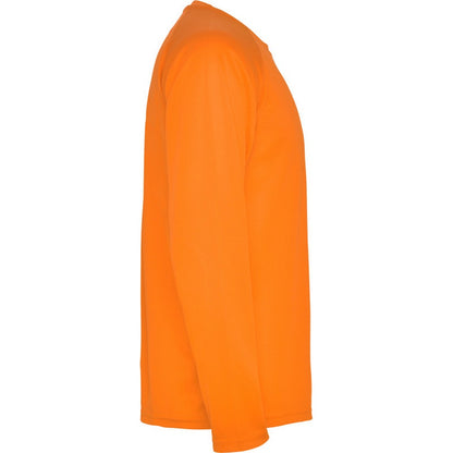 Fluorescent Orange - Side - Roly Childrens-Kids Montecarlo Long-Sleeved Sports T-Shirt