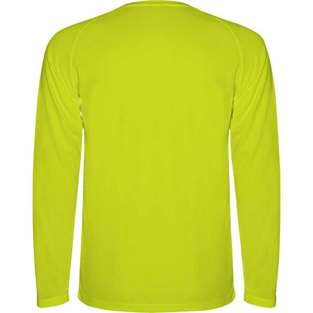 Fluorescent Yellow - Back - Roly Childrens-Kids Montecarlo Long-Sleeved Sports T-Shirt