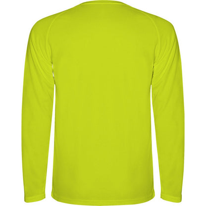 Fluorescent Yellow - Back - Roly Childrens-Kids Montecarlo Long-Sleeved Sports T-Shirt