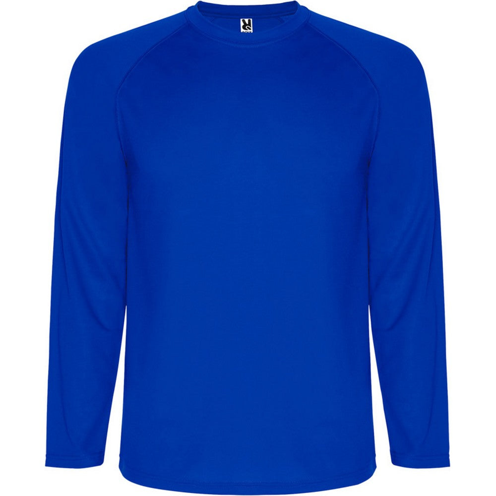 Blue - Front - Roly Childrens-Kids Montecarlo Long-Sleeved Sports T-Shirt
