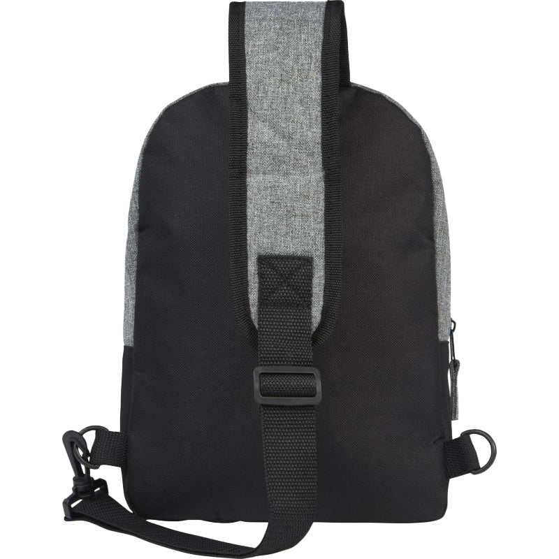 Solid Black-Heather Grey - Back - Unbranded Reclaim Two Tone Recycled 3.5L Sling Backpack