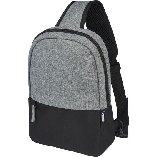 Solid Black-Heather Grey - Front - Unbranded Reclaim Two Tone Recycled 3.5L Sling Backpack