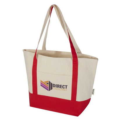 Red-Natural - Side - Sam Recycled Cotton 15L Tote Bag