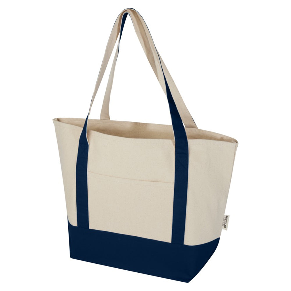 Navy-Natural - Front - Sam Recycled Cotton 15L Tote Bag