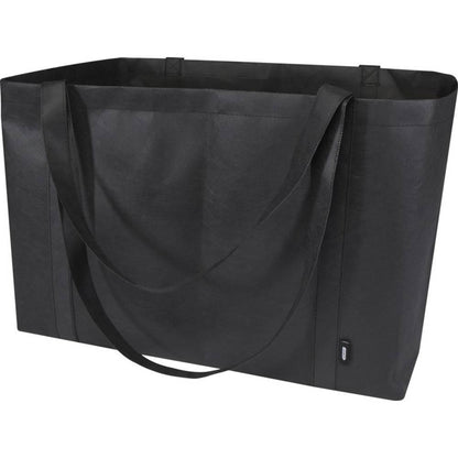 Solid Black - Back - Jumbo Non-Woven Recycled 65L Tote Bag