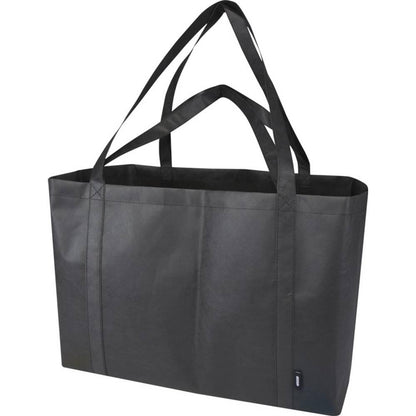Solid Black - Front - Jumbo Non-Woven Recycled 65L Tote Bag