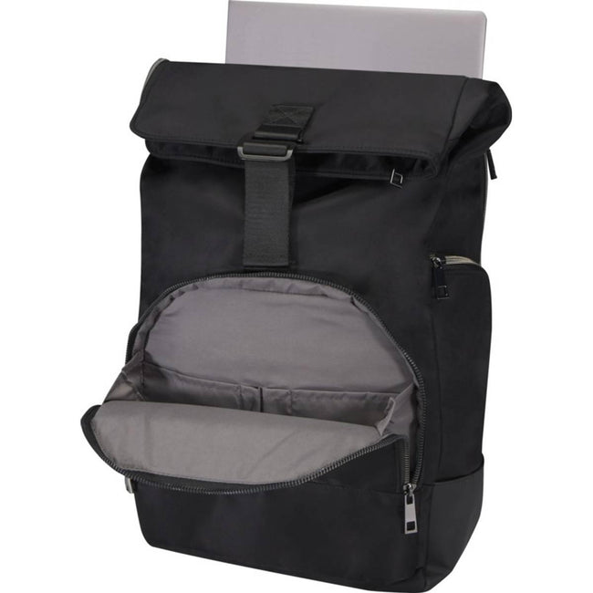 Solid Black - Side - Rhine Roll Top Recycled 18L Backpack