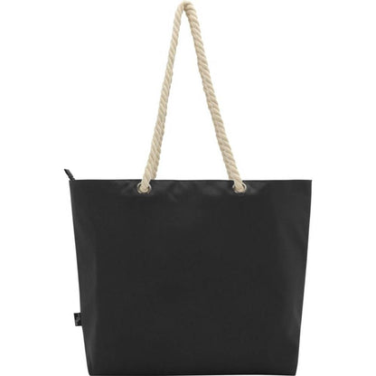 Solid Black - Back - Panama Recycled Beach 23L Cooler Tote Bag