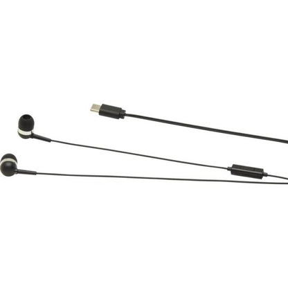 Solid Black - Back - Recycled ABS Plastic Wired Earphones