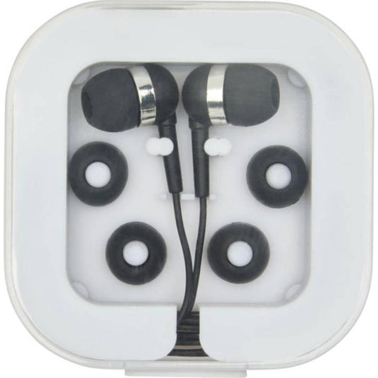 Solid Black - Front - Recycled ABS Plastic Wired Earphones
