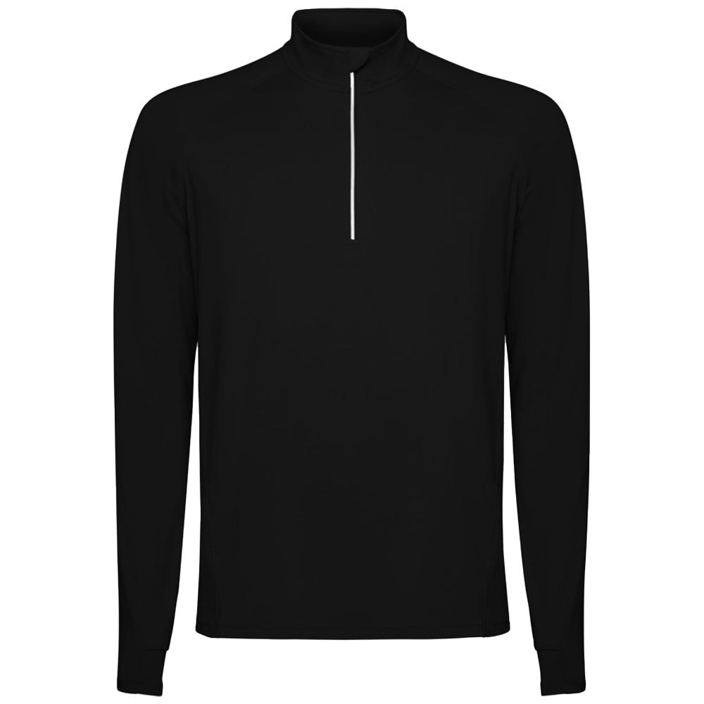 Solid Black - Front - Roly Mens Estambul Quarter Zip Long-Sleeved Sweatshirt