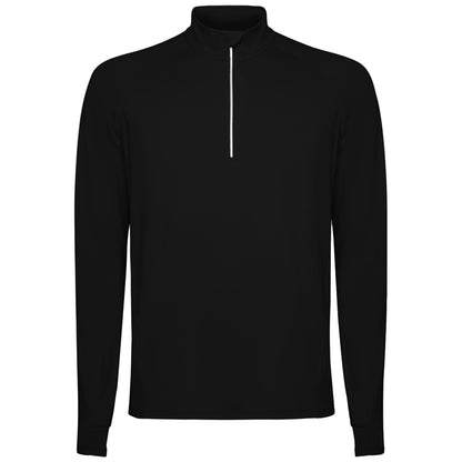 Solid Black - Front - Roly Mens Estambul Quarter Zip Long-Sleeved Sweatshirt