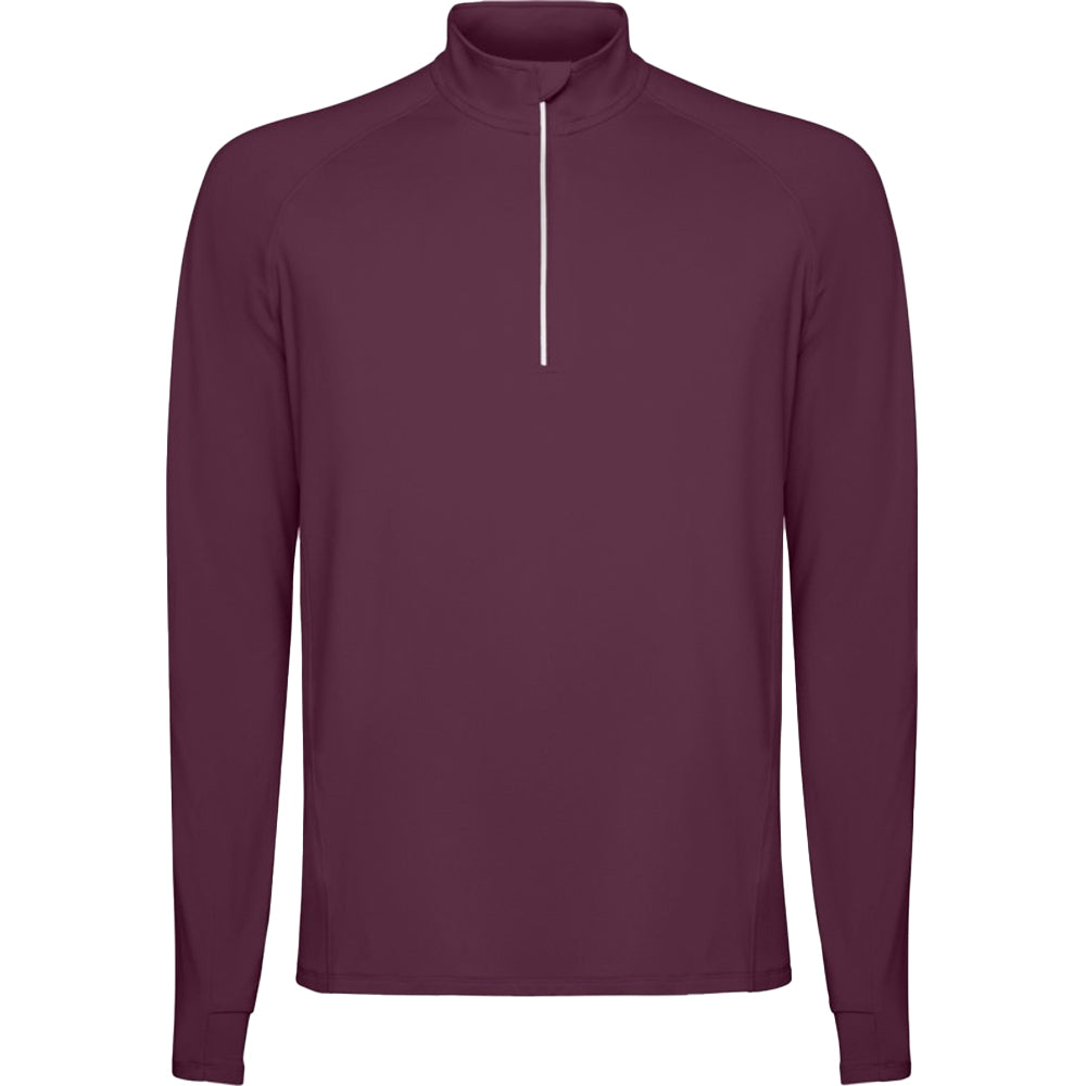 Plum Red - Front - Roly Mens Estambul Quarter Zip Long-Sleeved Sweatshirt