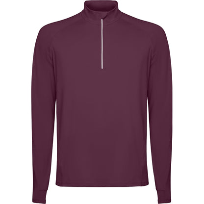 Plum Red - Front - Roly Mens Estambul Quarter Zip Long-Sleeved Sweatshirt