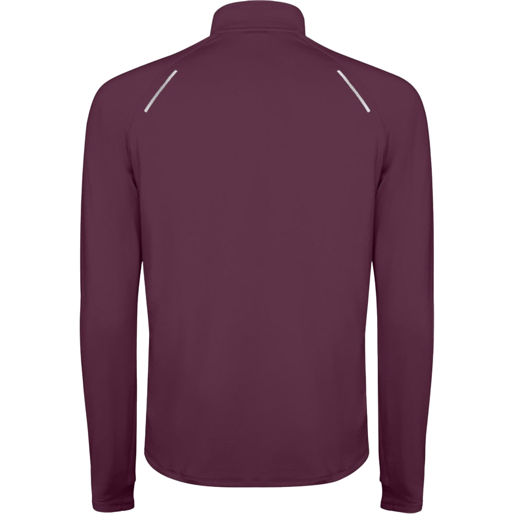 Plum Red - Back - Roly Mens Estambul Quarter Zip Long-Sleeved Sweatshirt