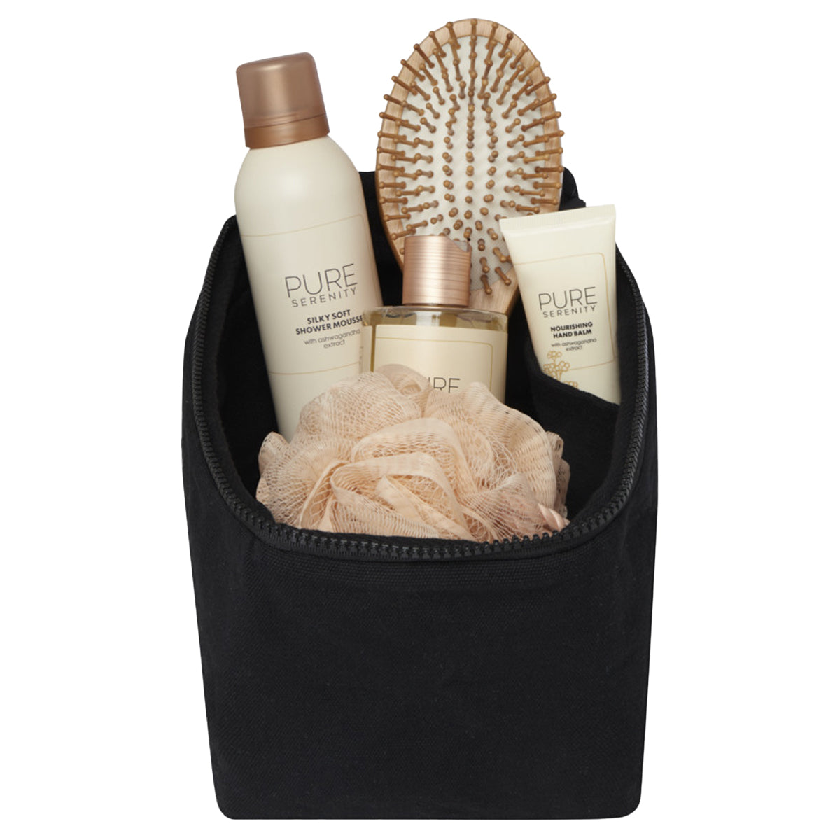 Solid Black - Side - Pack Recycled Aware Toiletry Bag