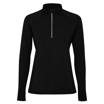 Solid Black - Front - Roly Womens-Ladies Estambul Quarter Zip Long-Sleeved Sweatshirt