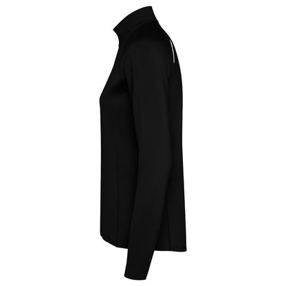 Solid Black - Side - Roly Womens-Ladies Estambul Quarter Zip Long-Sleeved Sweatshirt