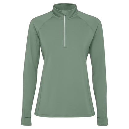 Laurel Green - Front - Roly Womens-Ladies Estambul Quarter Zip Long-Sleeved Sweatshirt