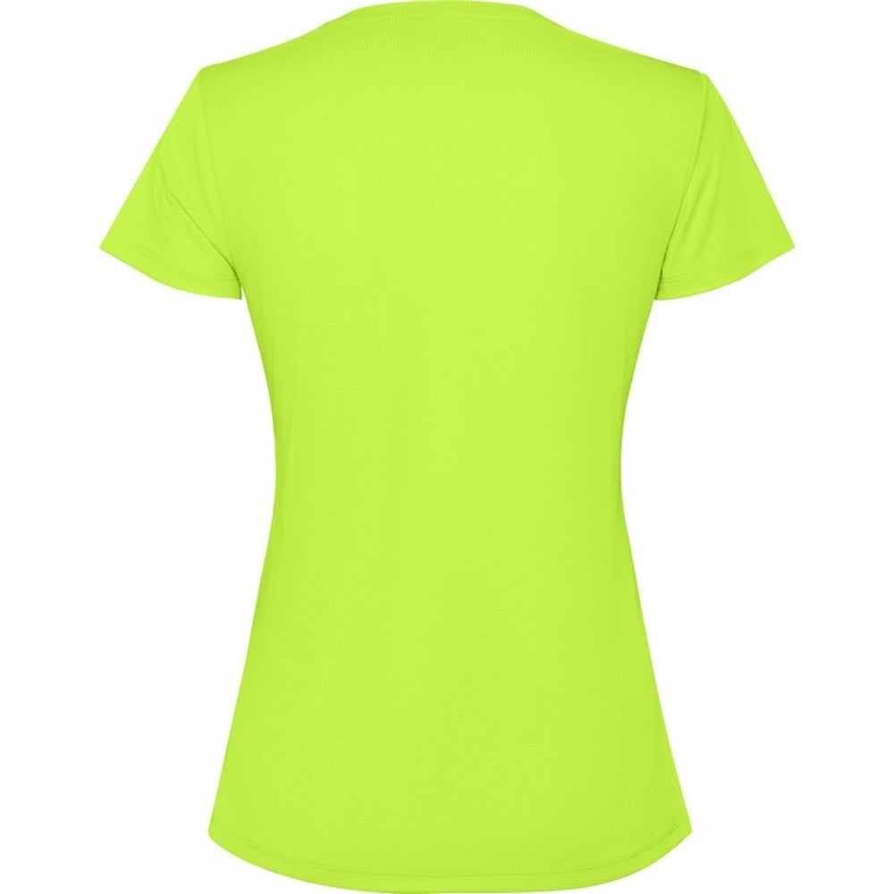 Fluorescent Green - Back - Roly Womens-Ladies Estoril Short-Sleeved T-Shirt
