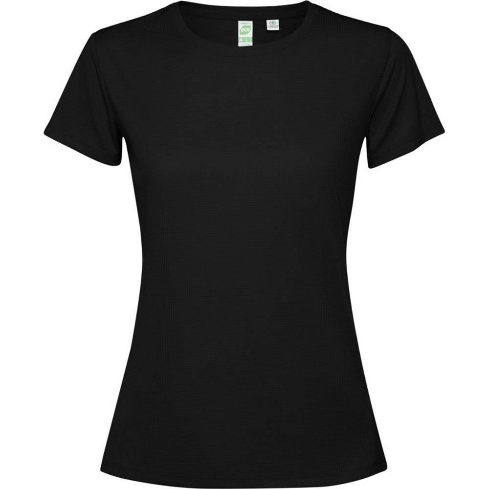 Solid Black - Front - Roly Womens-Ladies Estoril Short-Sleeved T-Shirt