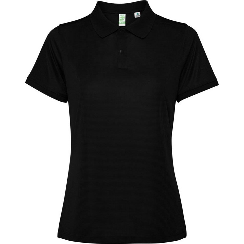 Solid Black - Front - Roly Womens-Ladies Tormo Short-Sleeved Polo Shirt