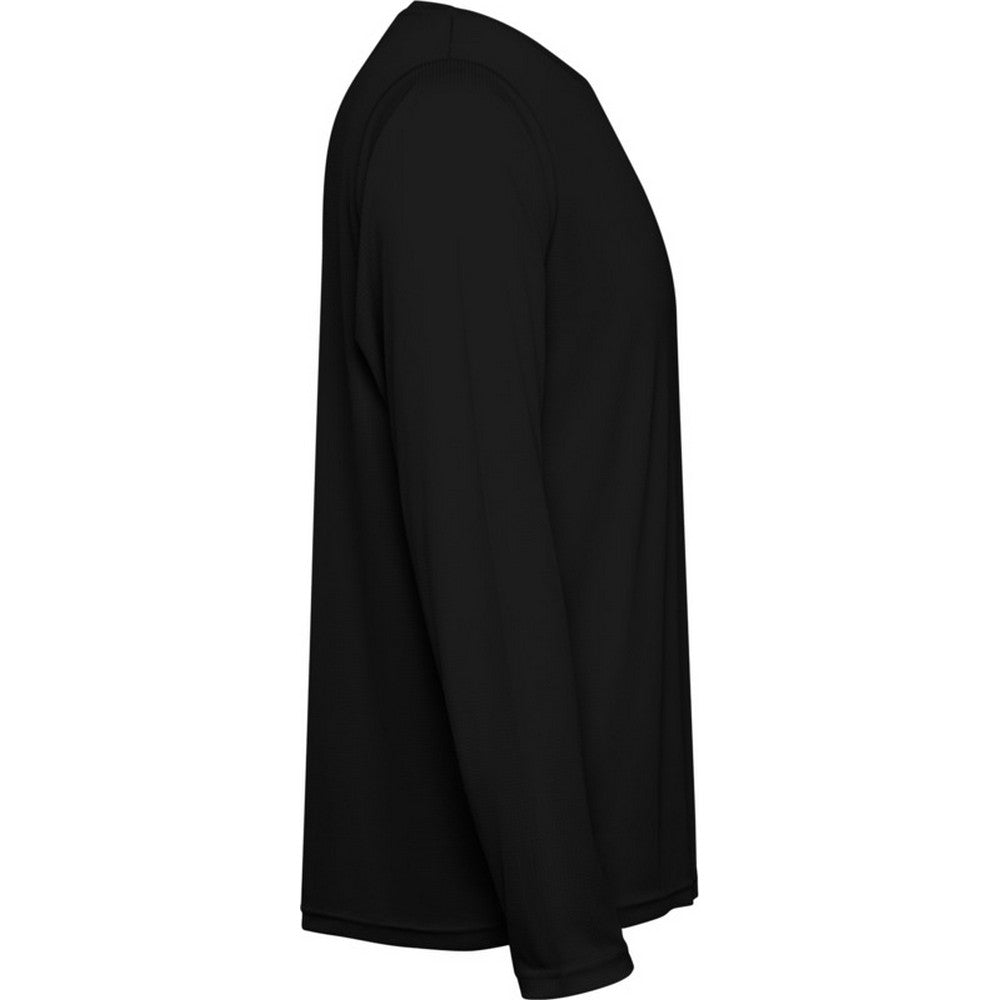 Solid Black - Side - Roly Childrens-Kids Estoril Long-Sleeved T-Shirt