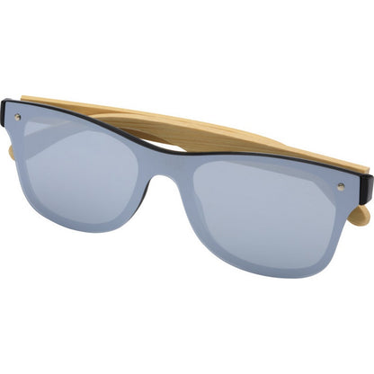 Silver - Lifestyle - Floso Unisex Adult Tan Bamboo Sunglasses