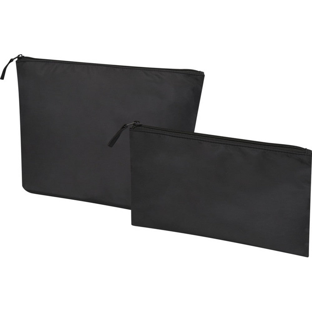 Solid Black - Front - Floso Swift Recycled Toiletry Bag (Pack of 2)