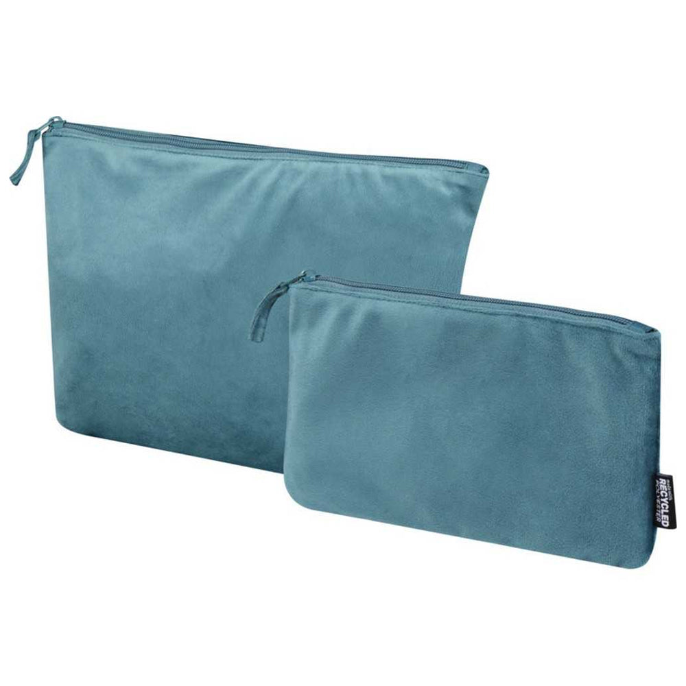 Deep Sea Green - Front - Floso Swift Velvet Recycled Toiletry Bag (Pack of 2)