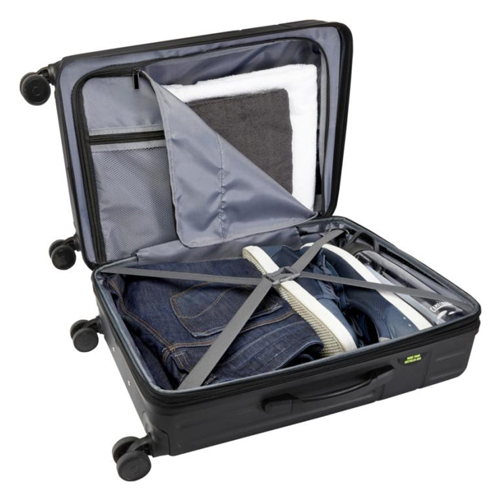 Solid Black - Close up - Floso Rover 24 Recycled Extendable 70L Trolley Bag