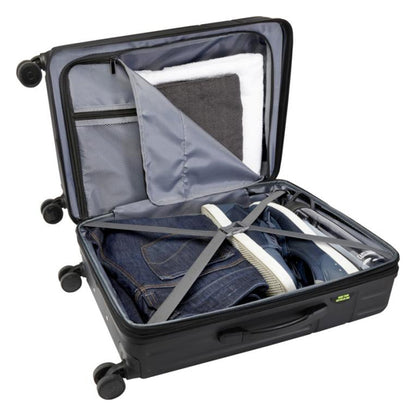Solid Black - Close up - Floso Rover 24 Recycled Extendable 70L Trolley Bag