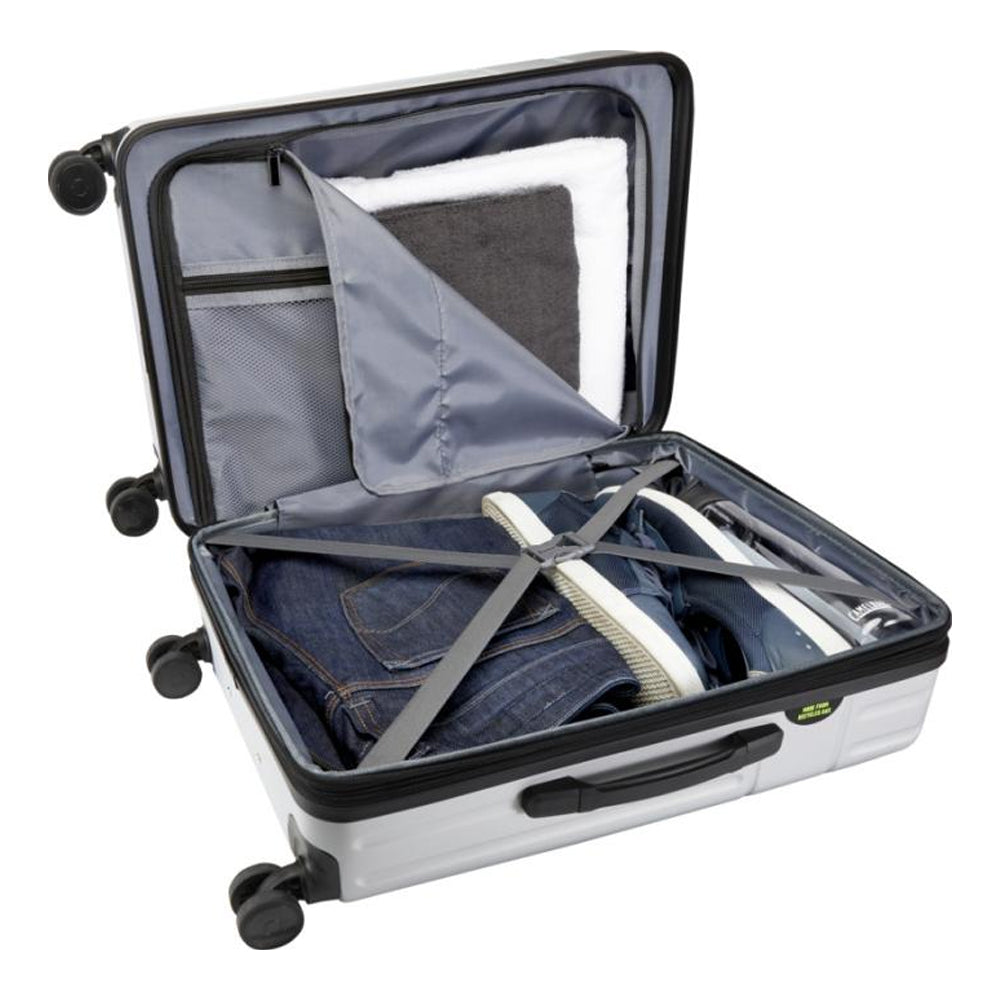 Silver - Close up - Floso Rover 24 Recycled Extendable 70L Trolley Bag