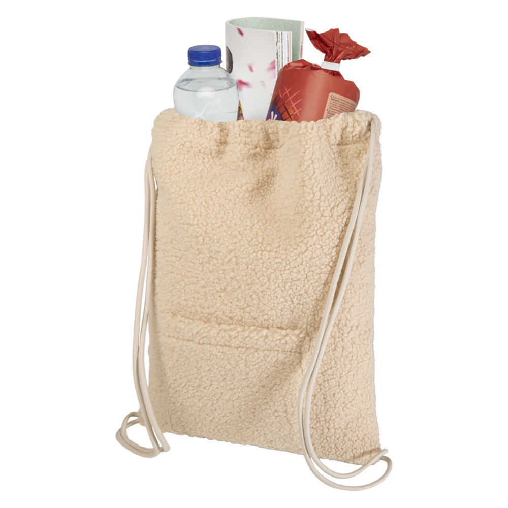 Natural - Back - Floso Bear Sherpa 9L Drawstring Bag