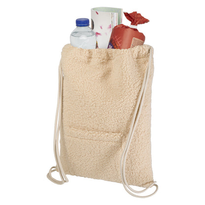 Natural - Back - Floso Bear Sherpa 9L Drawstring Bag