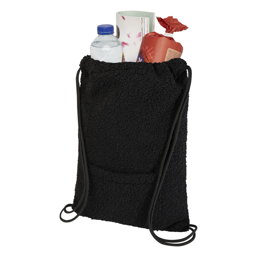 Solid Black - Back - Floso Bear Sherpa 9L Drawstring Bag