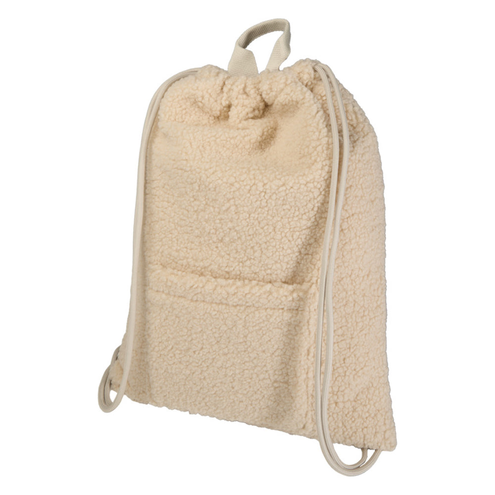 Natural - Front - Floso Bear Sherpa 9L Drawstring Bag