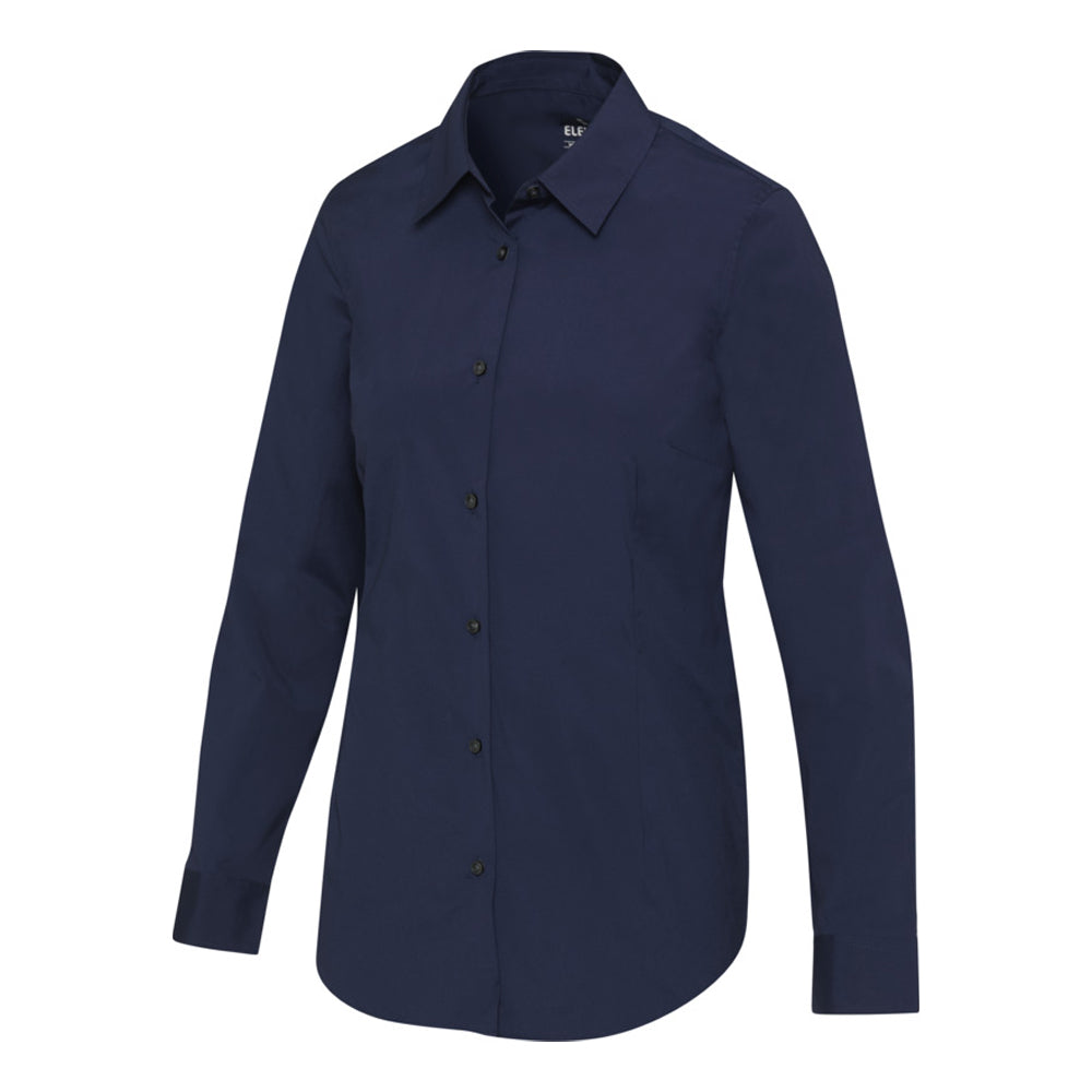 Navy Blue - Side - Elevate NXT Womens-Ladies Poplin Shirt