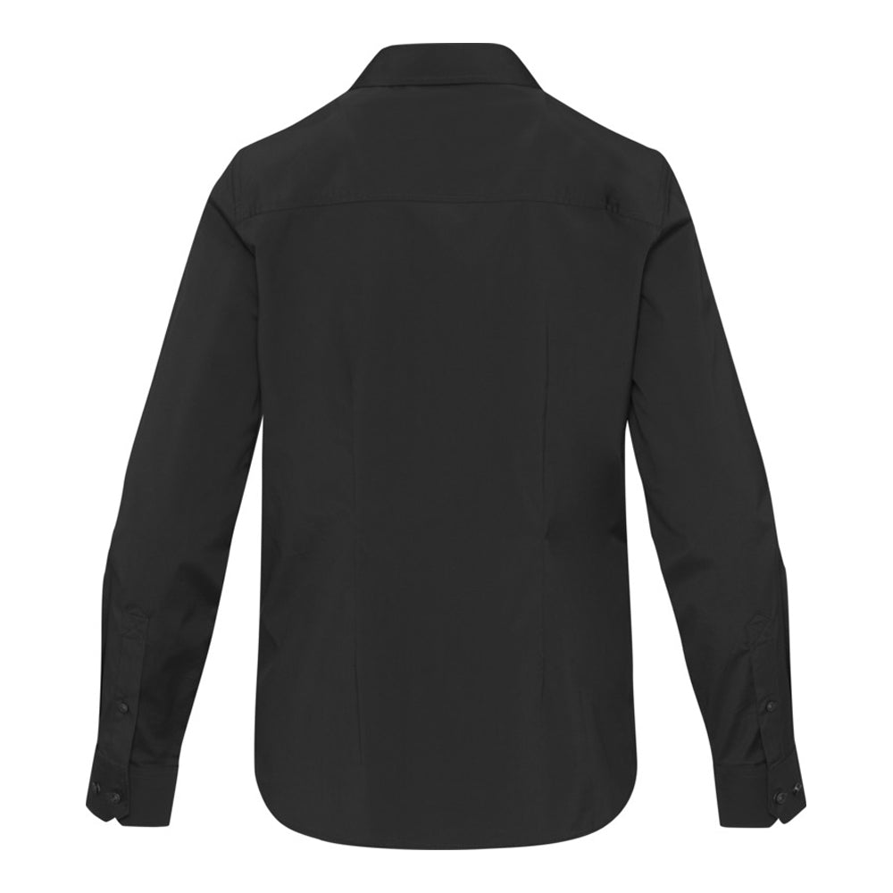 Solid Black - Back - Elevate NXT Womens-Ladies Poplin Shirt