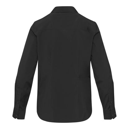 Solid Black - Back - Elevate NXT Womens-Ladies Poplin Shirt