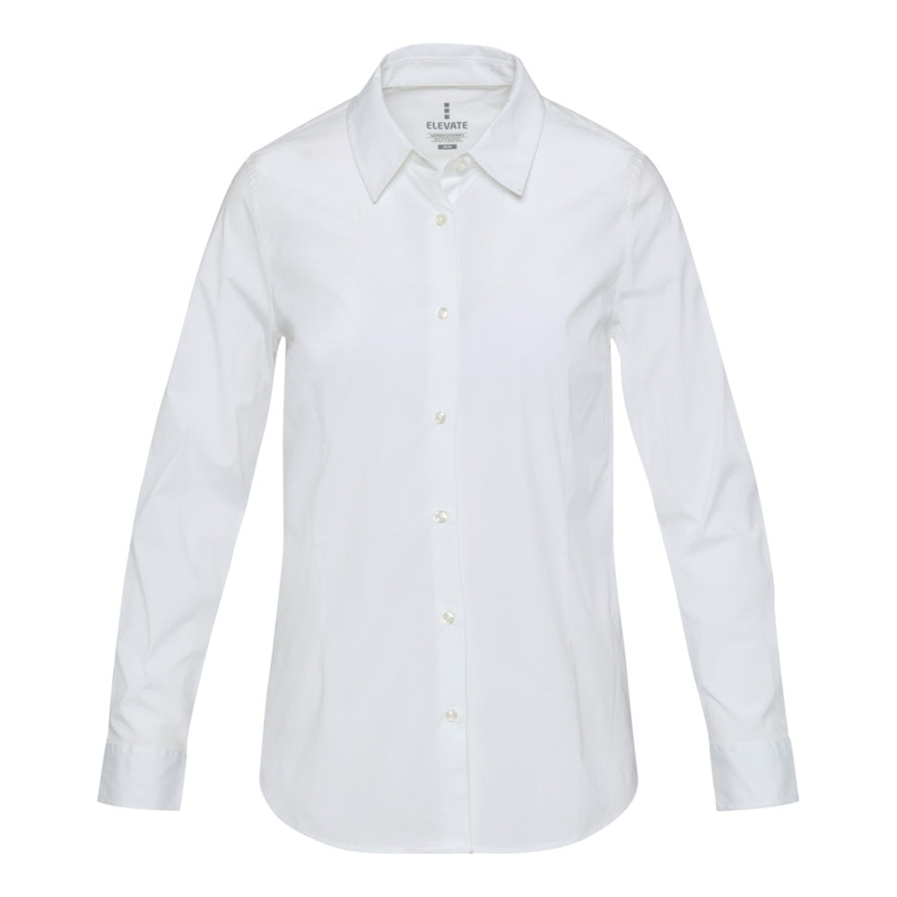 White - Front - Elevate NXT Womens-Ladies Poplin Shirt