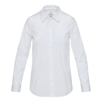 White - Front - Elevate NXT Womens-Ladies Poplin Shirt