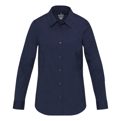 Navy Blue - Front - Elevate NXT Womens-Ladies Poplin Shirt