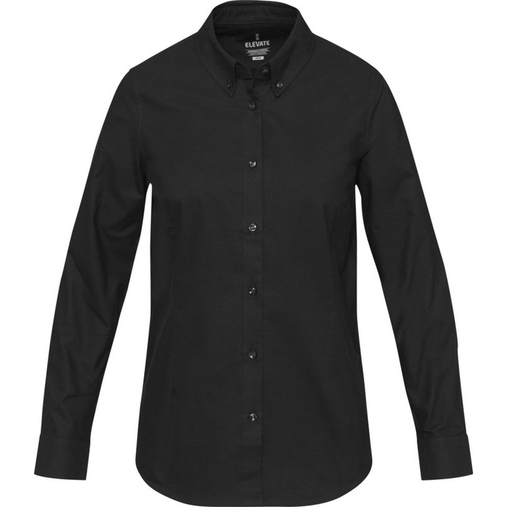 Solid Black - Front - Elevate NXT Womens-Ladies Sphene Oxford Shirt