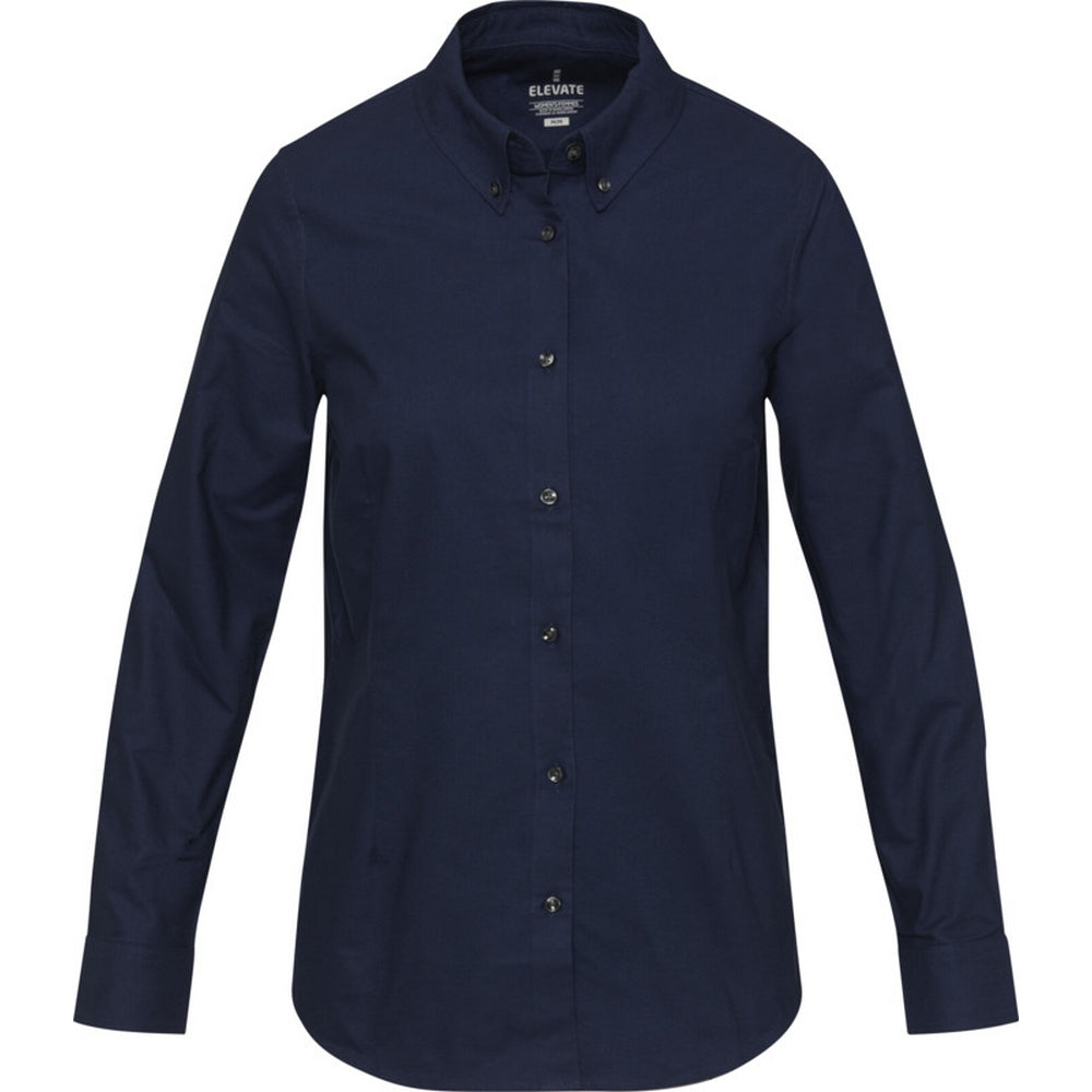 Navy Blue - Front - Elevate NXT Womens-Ladies Sphene Oxford Shirt
