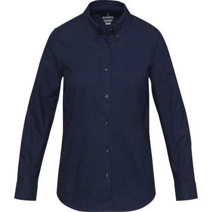 Navy Blue - Front - Elevate NXT Womens-Ladies Sphene Oxford Shirt