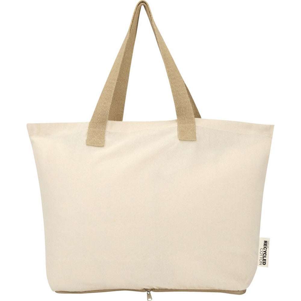 Natural - Back - Floso Sierra Recycled Cotton Foldable 7L Tote Bag