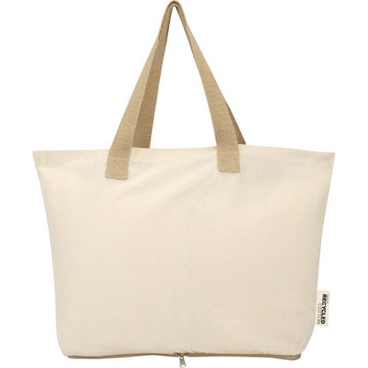Natural - Back - Floso Sierra Recycled Cotton Foldable 7L Tote Bag