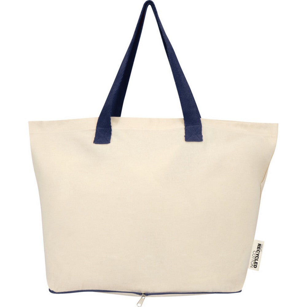 Natural-Navy - Back - Floso Sierra Recycled Cotton Foldable 7L Tote Bag