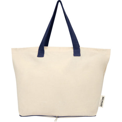 Natural-Navy - Back - Floso Sierra Recycled Cotton Foldable 7L Tote Bag